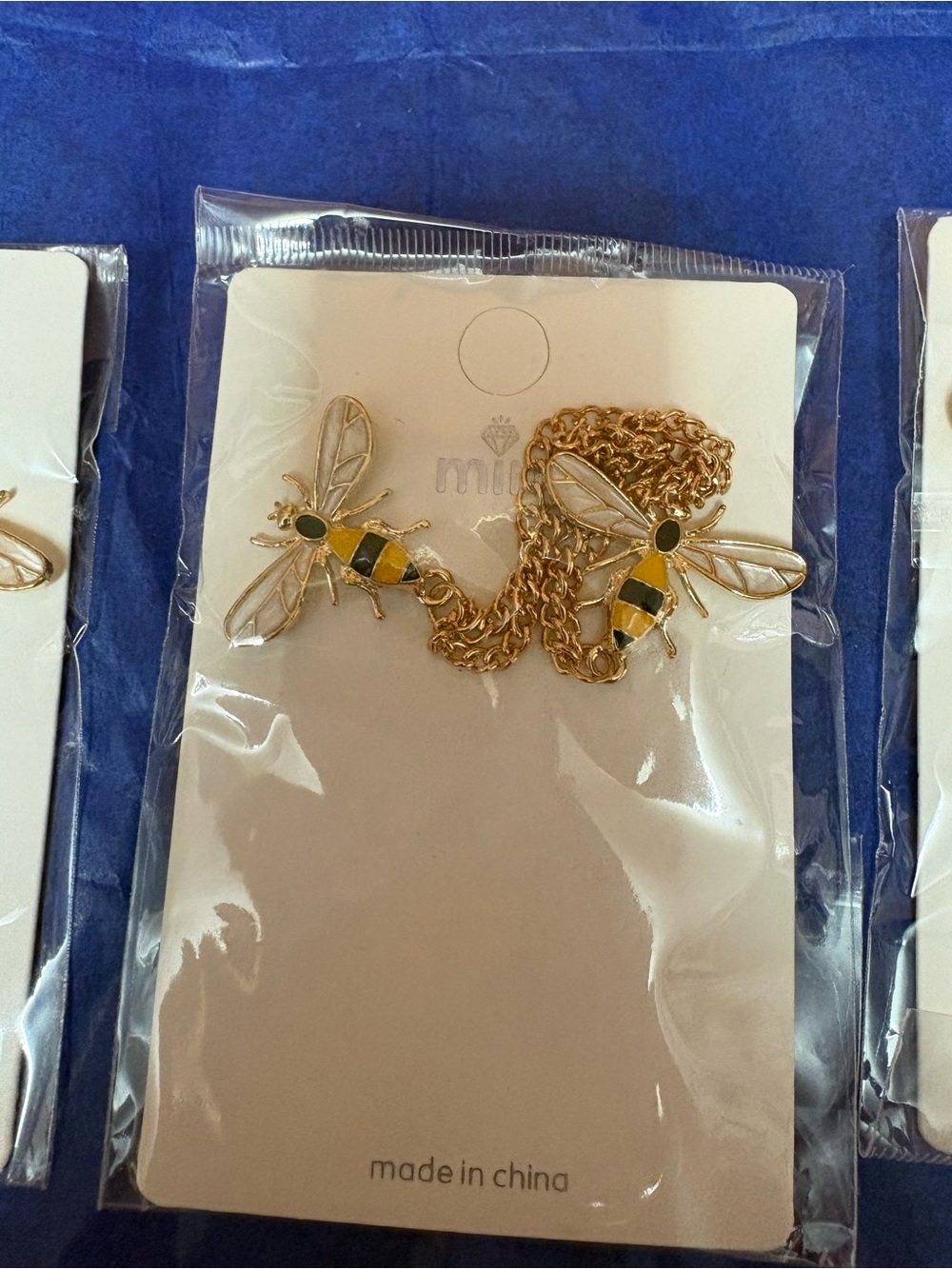 Mint Gold and Yellow Bee Brooch Set